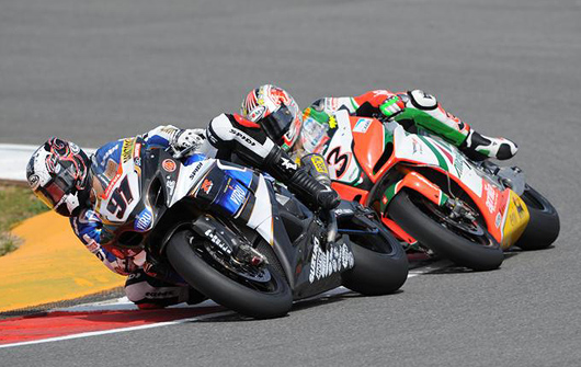 Leon Haslam and Max Biaggi battled for the lead in both races. 