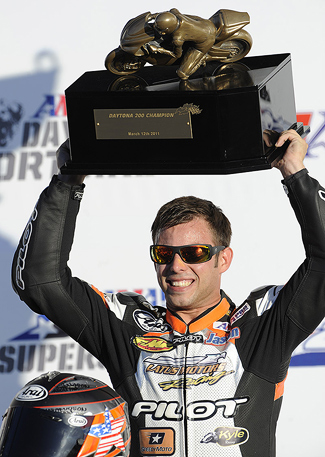 Jason DiSalvo Daytona 200 podium trophy picture photo