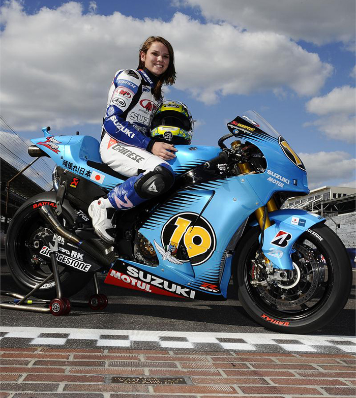 Elena Myers Indianapolis MotoGP Suzuki bike ride photo picture