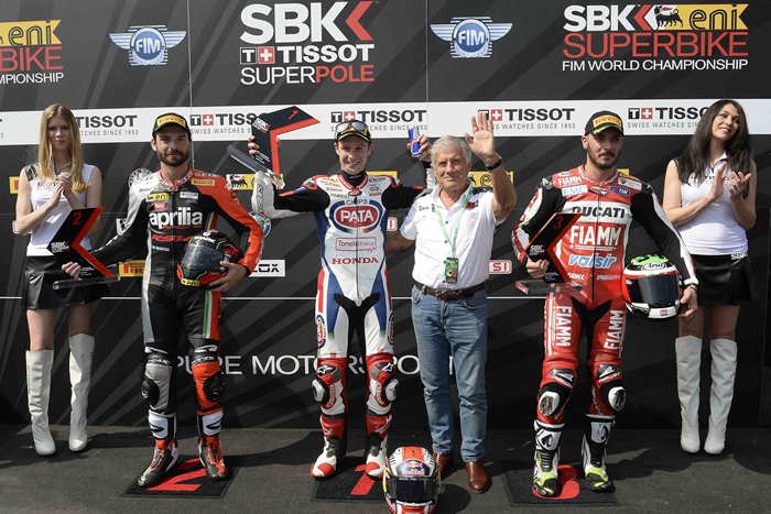Imola 2014 SBK Superpole podium Agostini