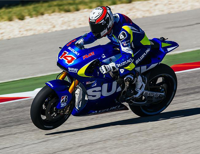 DePuniet action Suzuki MotoGP bike test photo