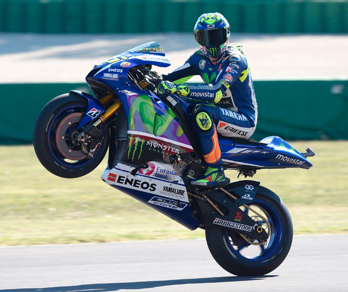 Valentio Rossi Misano MotoGP 2015 photo wheelie