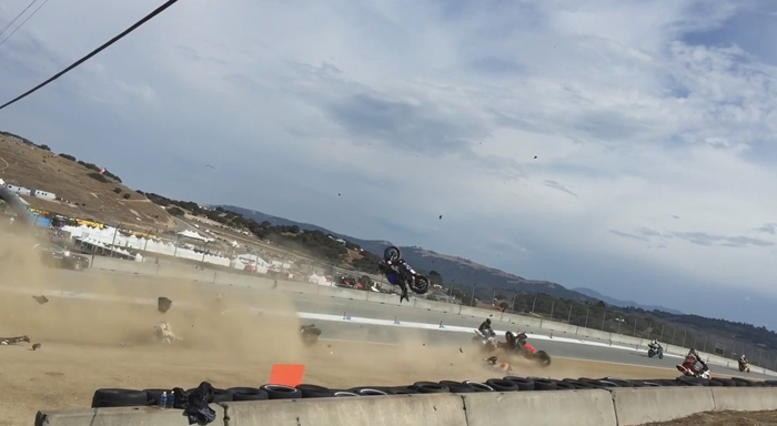 Laguna Seca 2015 Moto America Superbike crash