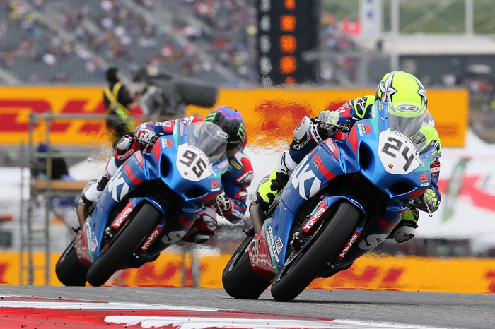 Tony Elias, Roger hayden, Yoshimuta Suzuki race action photo COTA