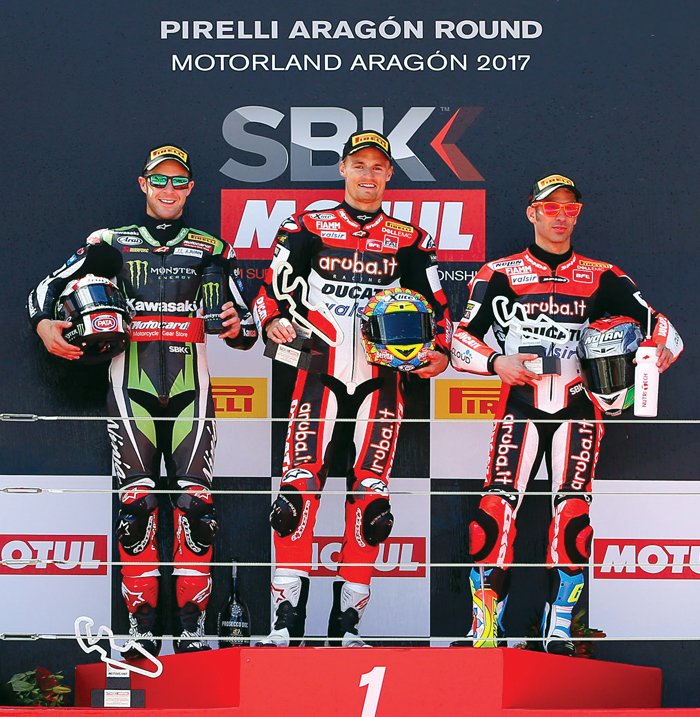 Aragon SBK World Superbike podium 2017 Chaz Davies winner