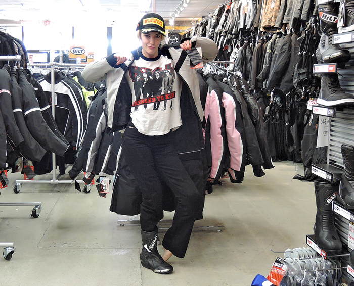 Kaustin shops for riding gear