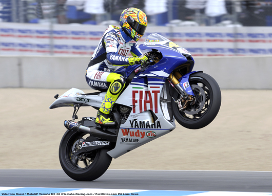 Valentino Rossi action wheelie Yamaha M1 MotoGP