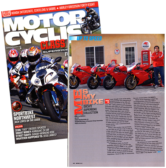 Jim Gianatsis in Motorcyclsit Magazne July 2010