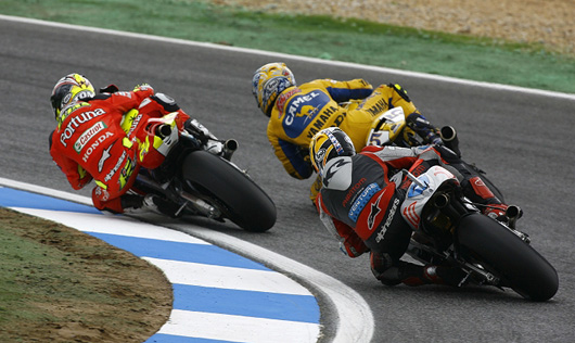 Tony Elias, Valentino Rossi, Kenny Roberts at Estoril